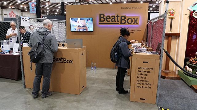 The Beatbox house is in business! Come visit us at @makerfaire today at Zone 2, booth 2402 to get a taste! we got demo stations and build challenges to keep you occupied. Shoutout to @gokarton for the wonderful all cardboard booth! .
. 
#makerfaire #diyelectronics #createanywhere #fingerdrumming